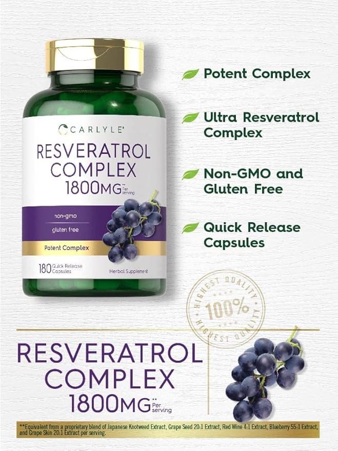 Resveratrol Complex 1800mg – Carlyle (180 cápsulas)