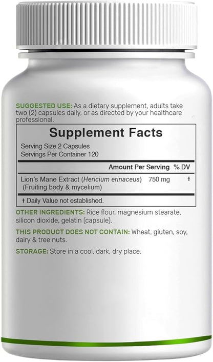 Lion’s Mane Mushroom – Deal Supplement (240 cápsulas)