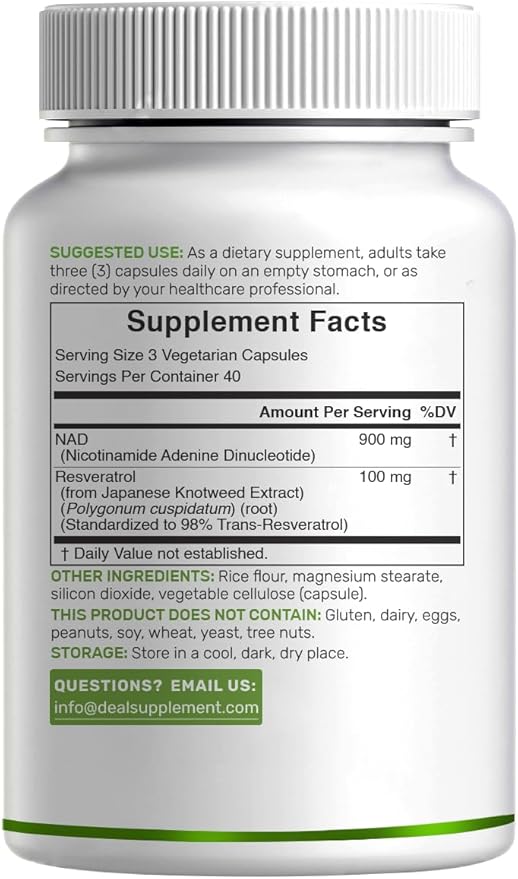NAD+  Resveratrol – Deal Supplement (120 cápsulas)