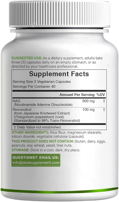 NAD+  Resveratrol – Deal Supplement (120 cápsulas)