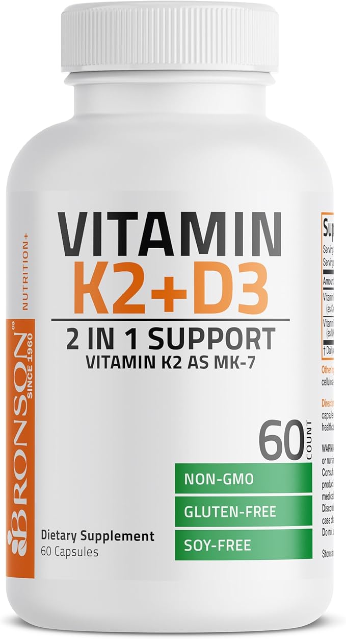 Vitamina K2 + D3 , Bronson, 60 Cápsulas
