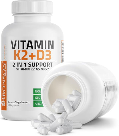 Vitamina K2 + D3 , Bronson, 60 Cápsulas