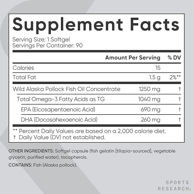 Sports Research - Omega-3 Fish Oil - 90 cápsulas blandas