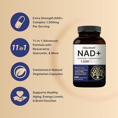 NAD+ Complex 1500 mg – NatureBell (240 cápsulas vegetarianas)