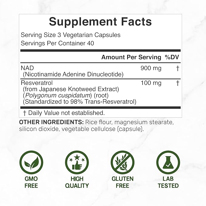 NAD+  Resveratrol – Deal Supplement (120 cápsulas)