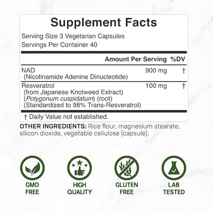NAD+  Resveratrol – Deal Supplement (120 cápsulas)