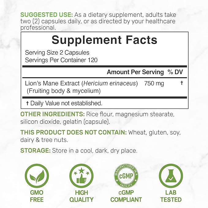 Lion’s Mane Mushroom – Deal Supplement (240 cápsulas)