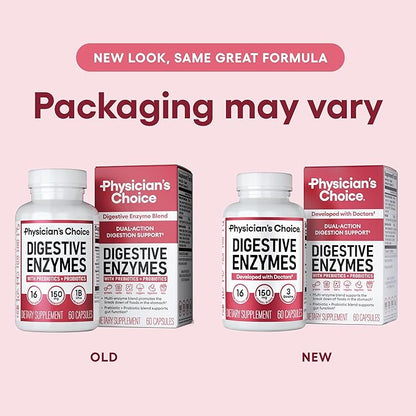 Physician’s Choice Digestive Enzymes – Enzimas Digestivas con Probióticos y Prebióticos (60 cápsulas)