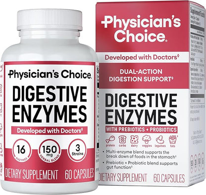 Physician’s Choice Digestive Enzymes – Enzimas Digestivas con Probióticos y Prebióticos (60 cápsulas)