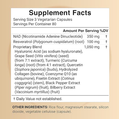 NAD+ Complex 1500 mg – NatureBell (240 cápsulas vegetarianas)