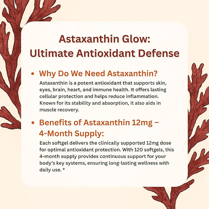 Astaxanthin 12 mg – Triple Strength de Micro Ingredients (120 cápsulas)