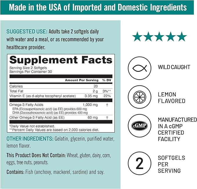 NatureWise - Omega 3 extra fuerte – 60 soft gels