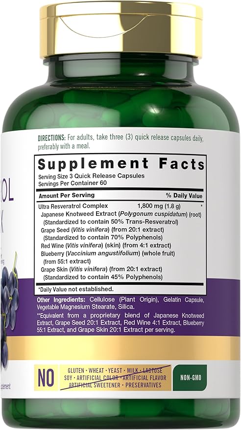 Resveratrol Complex 1800mg – Carlyle (180 cápsulas)