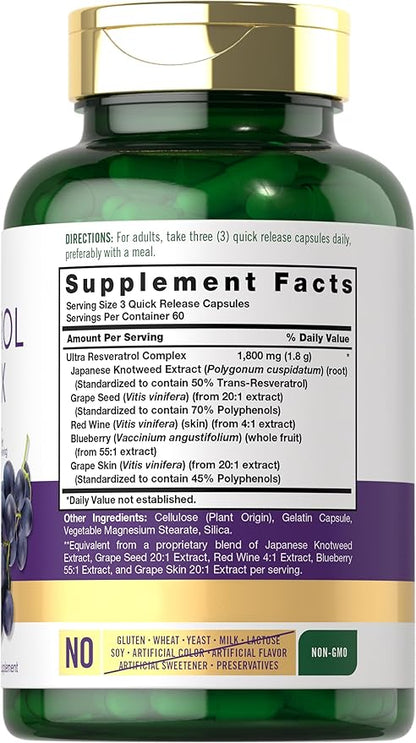 Resveratrol Complex 1800mg – Carlyle (180 cápsulas)