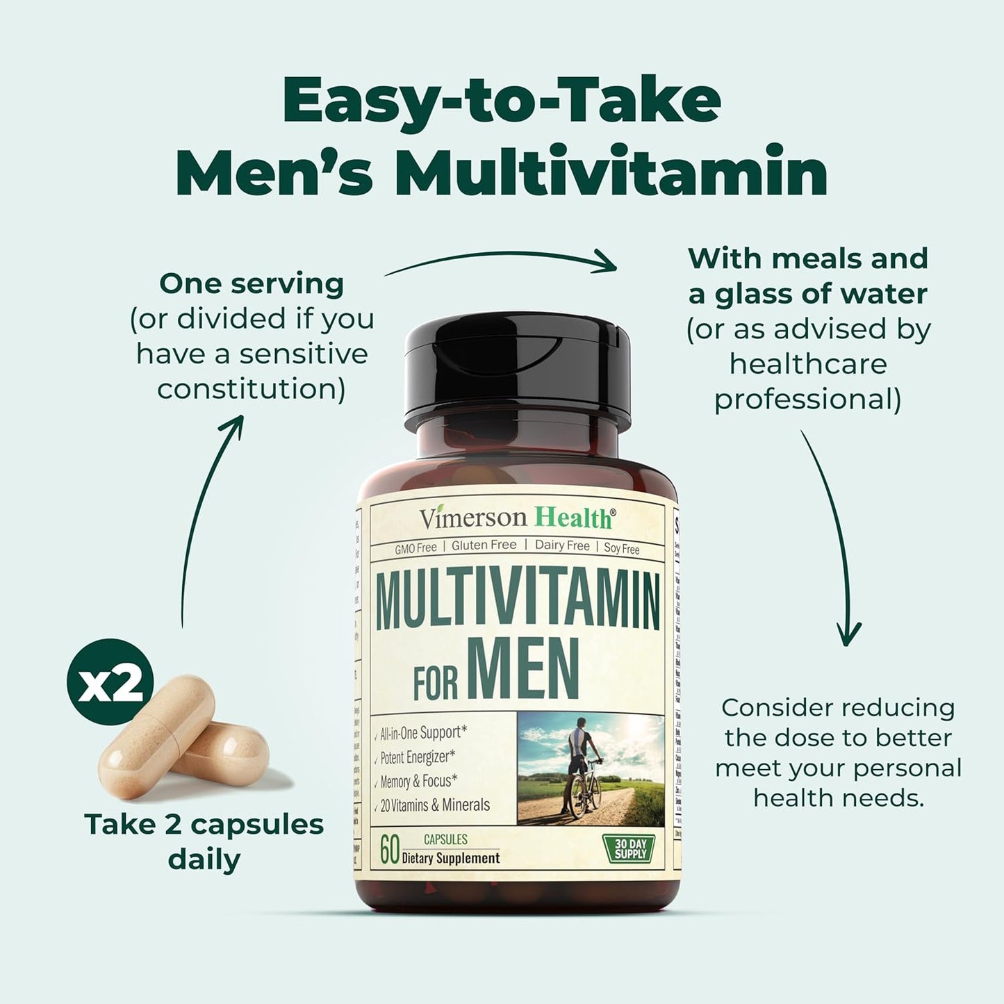 Vimerson Health - Multivitamínico para hombre - 60 cápsulas