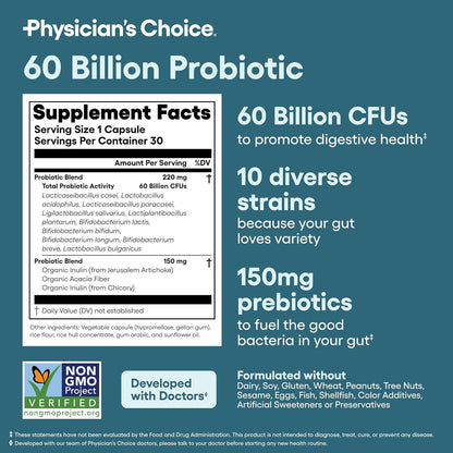 Physician’s Choice 60 Billion Probiotic — 30 cápsulas