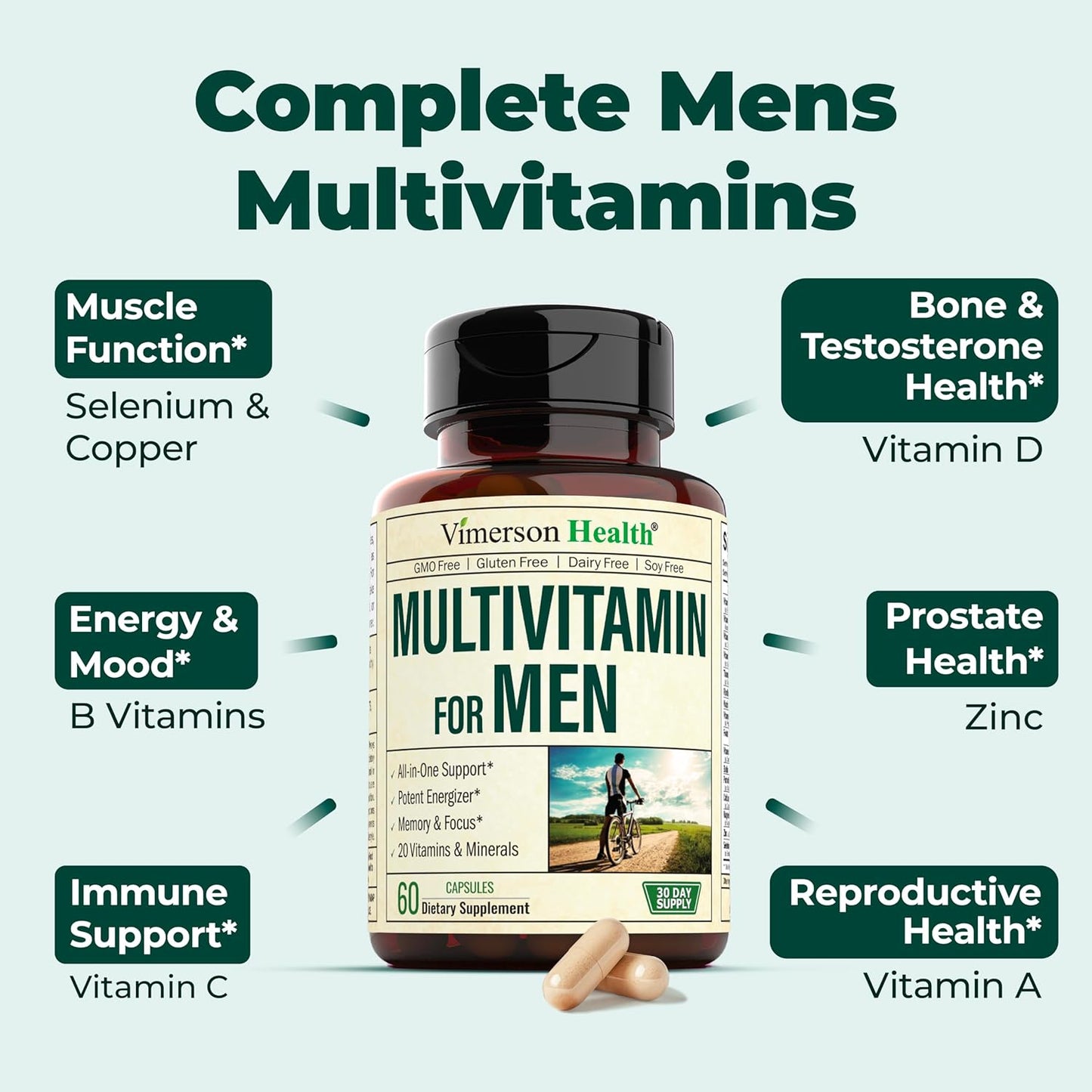 Vimerson Health - Multivitamínico para hombre - 60 cápsulas