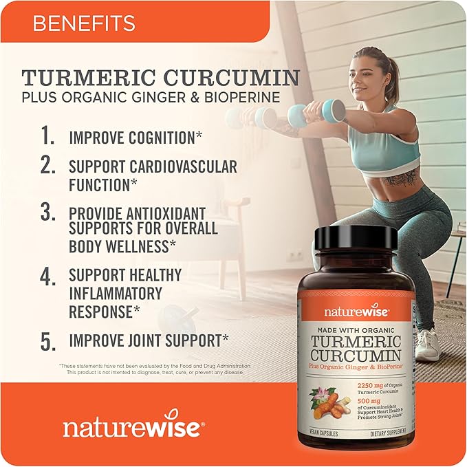NatureWise - Cúrcuma orgánica - 90 cápsulas