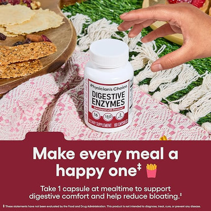 Physician’s Choice Digestive Enzymes – Enzimas Digestivas con Probióticos y Prebióticos (60 cápsulas)