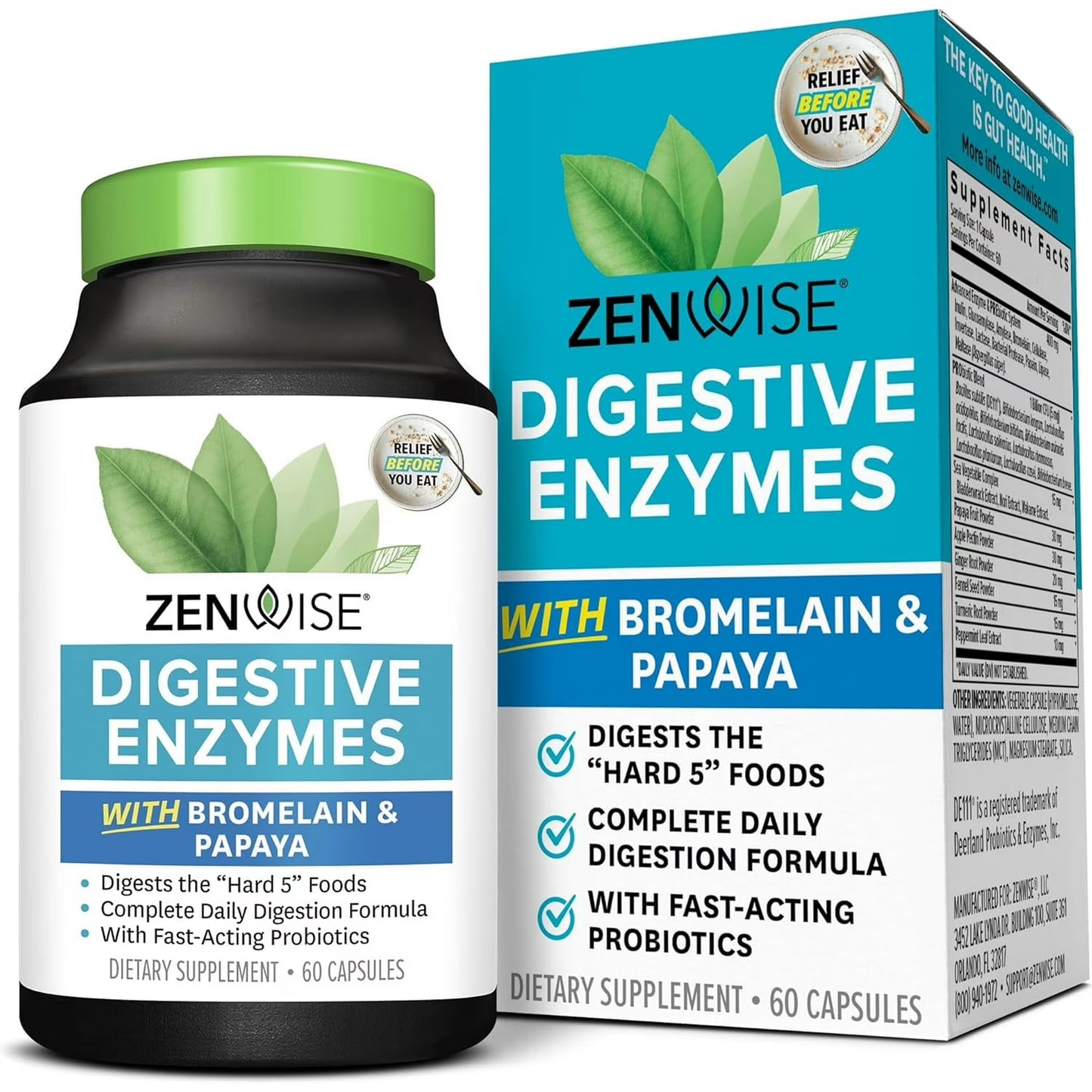 Digestive Enzymes + Probiotics – Zenwise (45 cápsulas)
