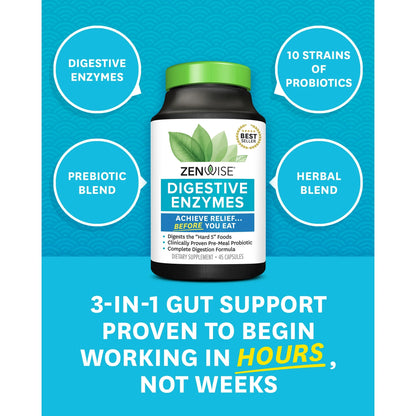 Digestive Enzymes + Probiotics – Zenwise (45 cápsulas)