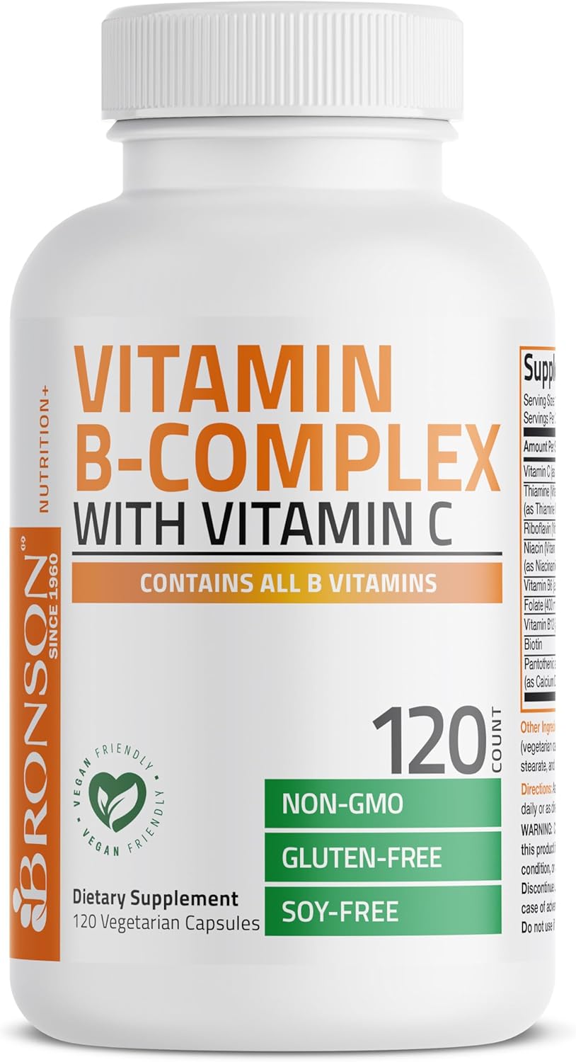 Vitamina B-Complex con Vitamina C – Bronson (120 cápsulas vegetarianas