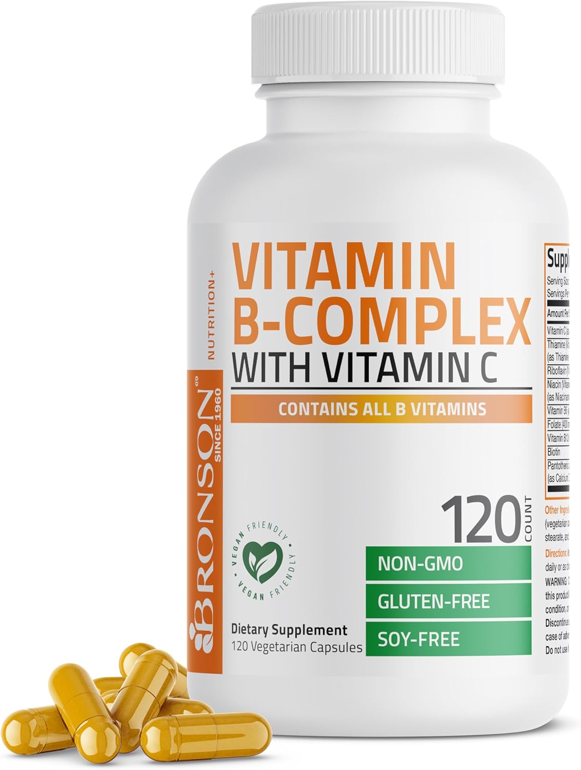 Vitamina B-Complex con Vitamina C – Bronson (120 cápsulas vegetarianas