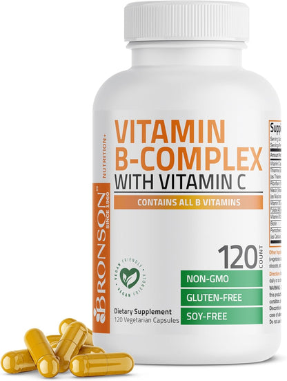 Vitamina B-Complex con Vitamina C – Bronson (120 cápsulas vegetarianas