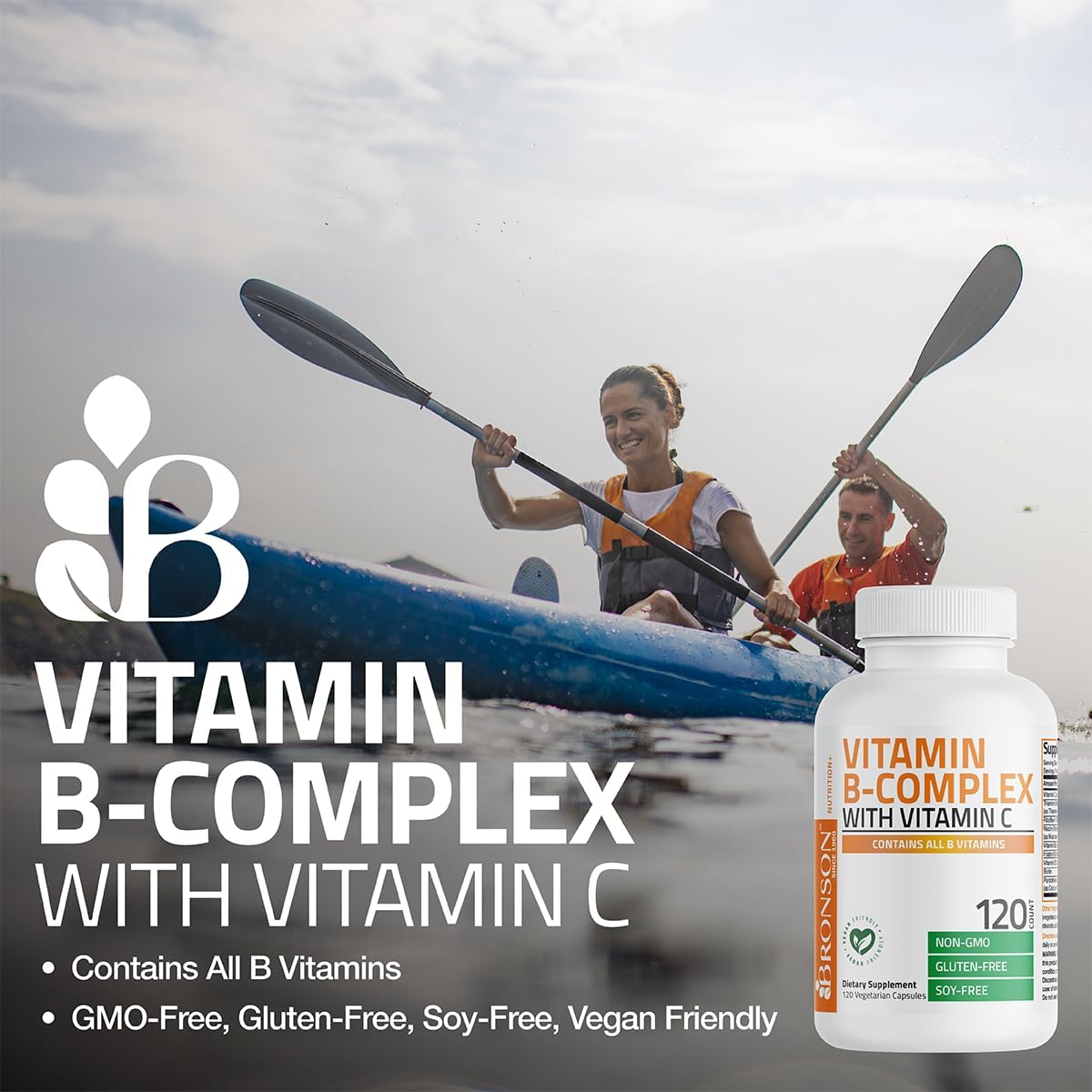Vitamina B-Complex con Vitamina C – Bronson (120 cápsulas vegetarianas