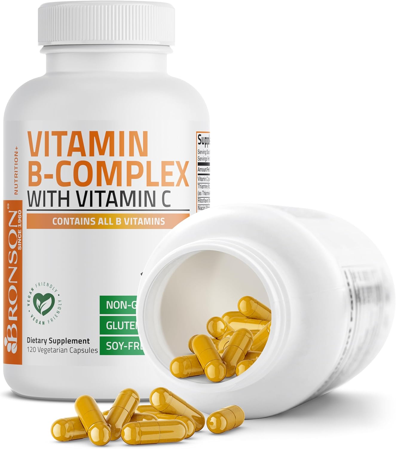 Vitamina B-Complex con Vitamina C – Bronson (120 cápsulas vegetarianas
