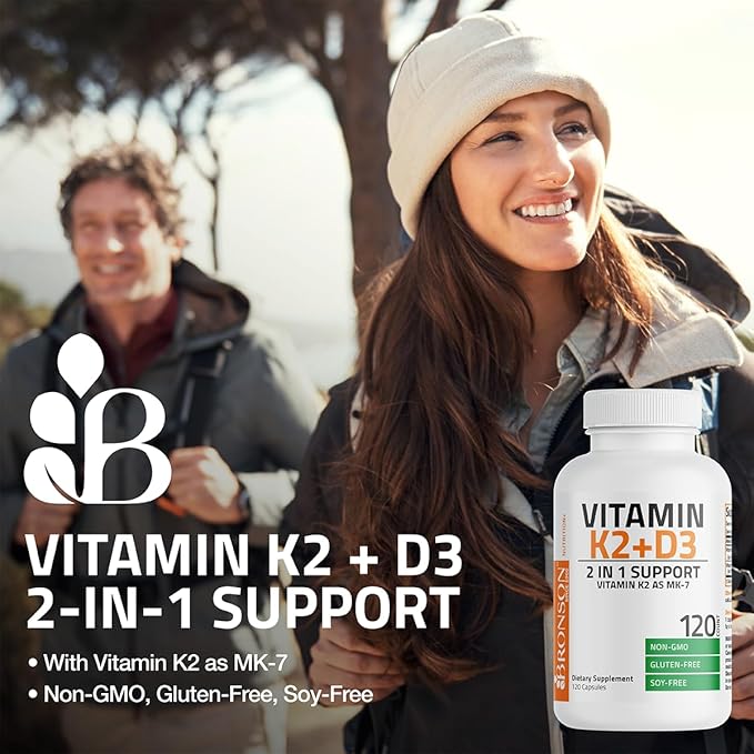 Vitamina K2 + D3 , Bronson, 60 Cápsulas